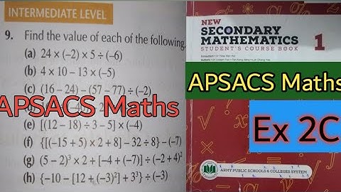 APSACS Maths Ex# 2C Question #9 (All parts) , Class 6th #Maths