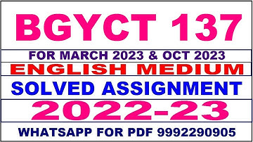 bgyct 137 solved assignment 2022-23 in english | bgyct 137 solved assignment 2023 | bgyct 137 2023