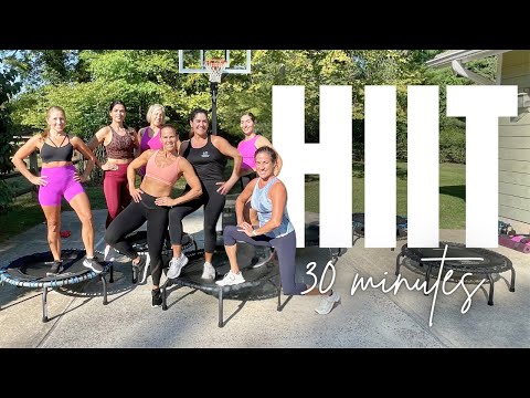 30 MIN Rebounder CARDIO HIIT Workout | At Home Trampoline | Pilates Ball Core | NO REPEATS