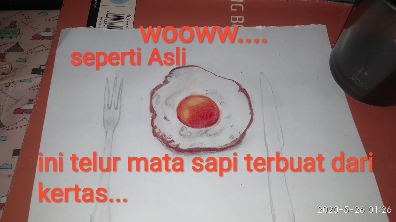  Gambar  sketsa  menggambar 3D Gambar  telur mata  sapi 3D 