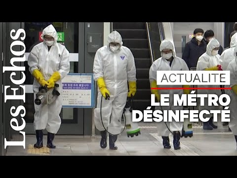 Face au coronavirus, le métro de Séoul est « désinfecté » Face au coronavirus, le métro de Séoul est « désinfecté »