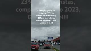 En Mayo cayeron las ventas un 17% en comercios minoristas y 23% en mayoristas, comparado Mayo 2023.