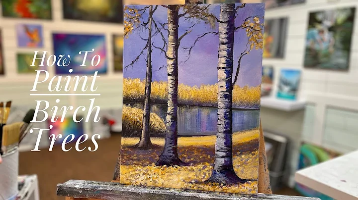 How To Paint BIRCH TREES / acrylic landscape painting tutorial