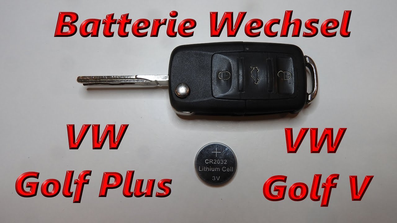 Batterie Wechsel am VW Golf V / Golf Plus Schlüssel - Change Key Fob  Battery type CR2032 