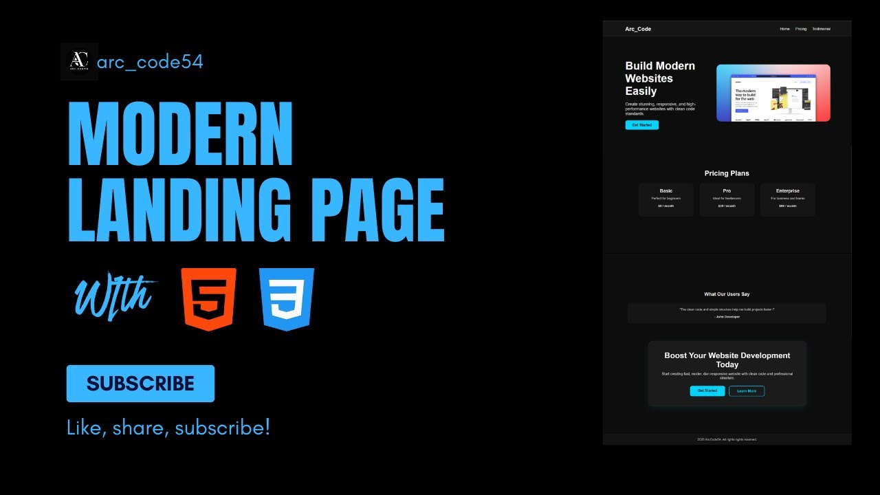 Make a Modern Landing Page | HTML CSS Project