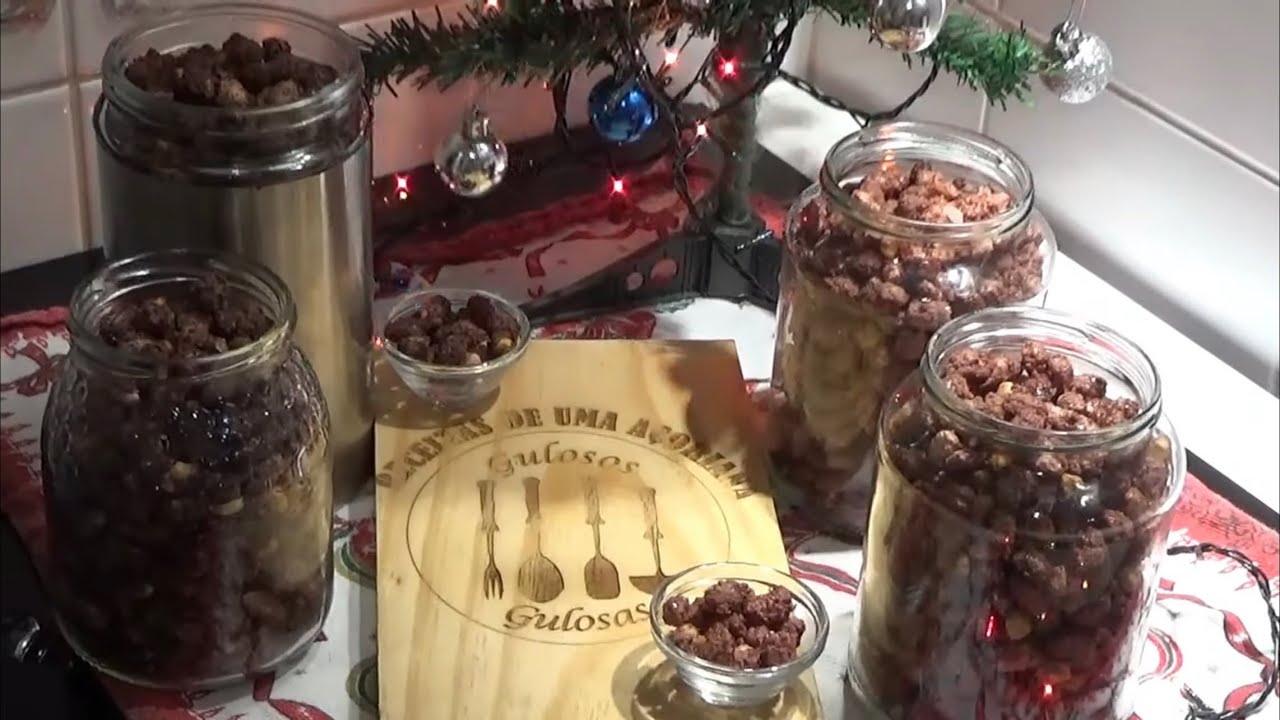 Amendoins com açúcar e amendoins com chocolate - Especial de Natal