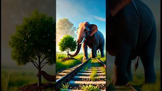 The elephant plants an orange tree on a railway track. #viral #comedyshorts #elephants #shorts