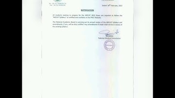 MDCAT Syllabus 2022 update