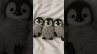 Three Baby Penguins Cuddling in Bed 🐧💤 #babypenguin #cute #penguin