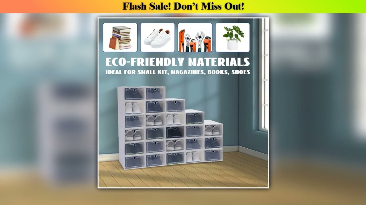 Best 24Pack Transparent Plastic Shoe Boxes Foldable Dustproof Stackable Shoe Organizers for