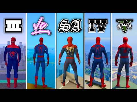 Spider-Man Jumping From the Highest Point in Every GTA Game! (GTA 3→GTA 5)