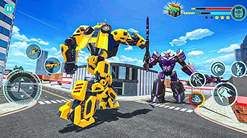 Car & Jet Transformation Robot Fight Game | Flying Police Robot Game - Android Gameplay