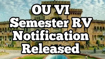 OU VI Semester Instant Backlog Exam Results RV Notification Released