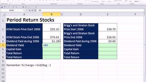 ACCTG 455: Excel Finance Class 90: Period (Holding) Returns For Stock