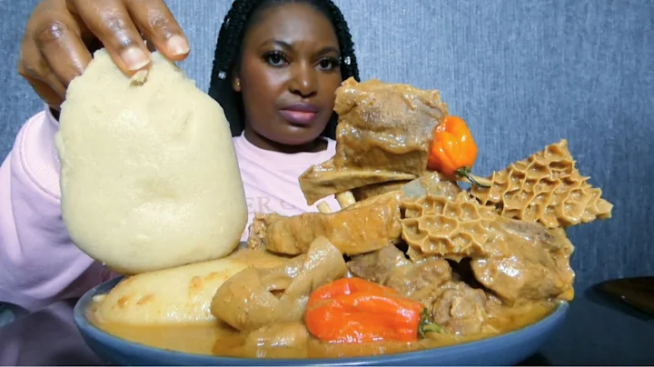 Cook and Eat With Me delicious peanut soup qith fufu/ asmr mukbang