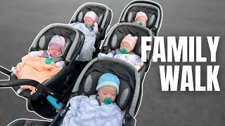 Family Walk With Quintuplets