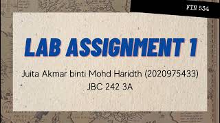 LAB ASSIGNMENT 1 - FIN 534 (JBC2423A)