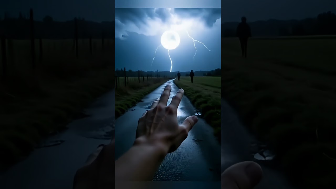 Lightning Strikes Next to Beautiful Moon