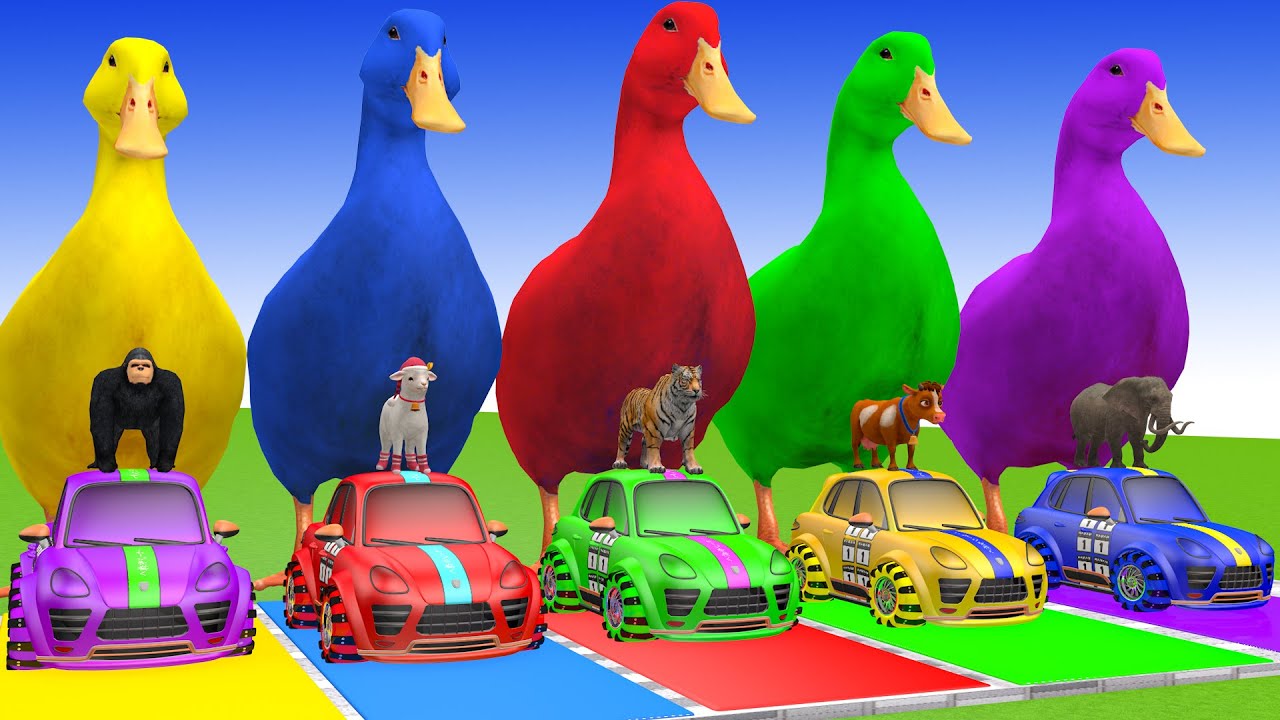 Long Slide Game With Cow Elephant Gorilla Hippopotamus Tiger 3d Animal Game Funny 3d Animals