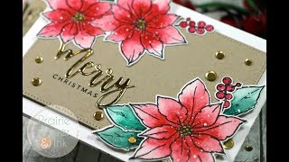 Studio Katia Merry Poinsettia | Mission Gold Watercolor | AmyR 2017 Christmas Card Series #1