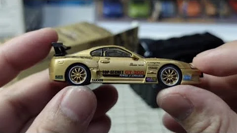Unboxing Pop Race 1:64 Toyota Supra GT300 Top Secret Gold