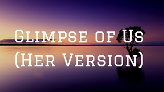 Glimpse of Us (her version) (Cover by Daiyan Trisha)| Lyrics Video