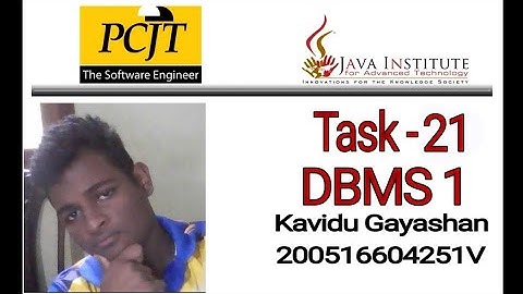 DBMS Question Session Task- 21 |1st Year | @techbroweb | @javainstituteforadvancedte1415