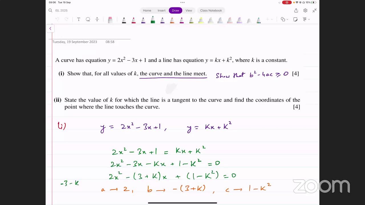 20230919 ISL 2025 P1 Quadratics Past Paper Questions YouTube
