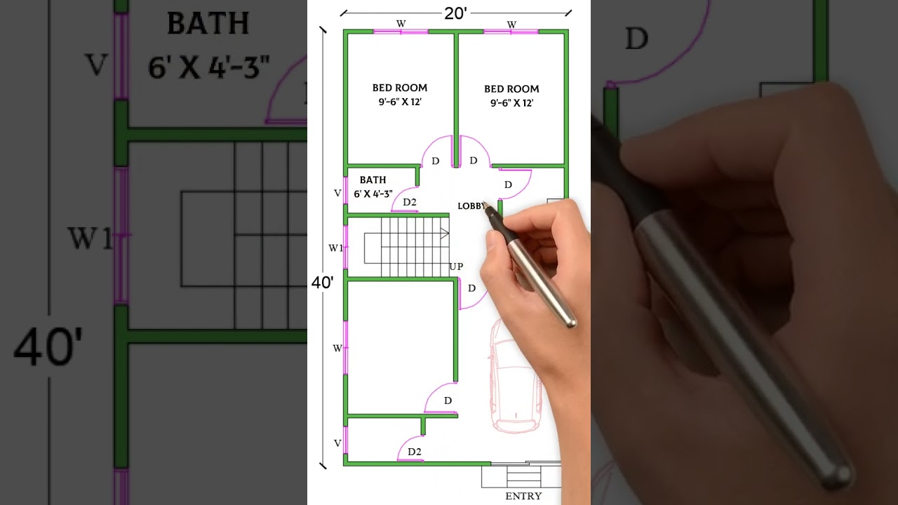 20x40 House Plan - Perfect Design for 3 BHK!