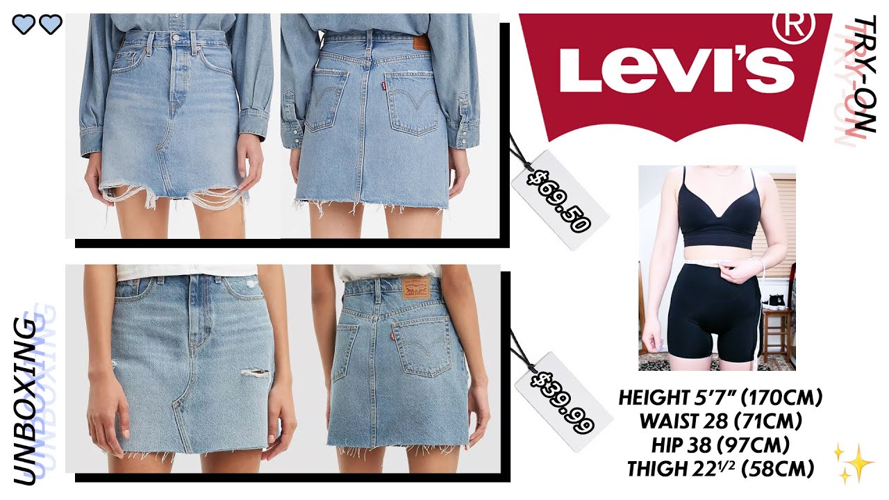 LEVI'S Ribcage Denim Skirt | Unboxing & Try-On | AERIN - YouTube