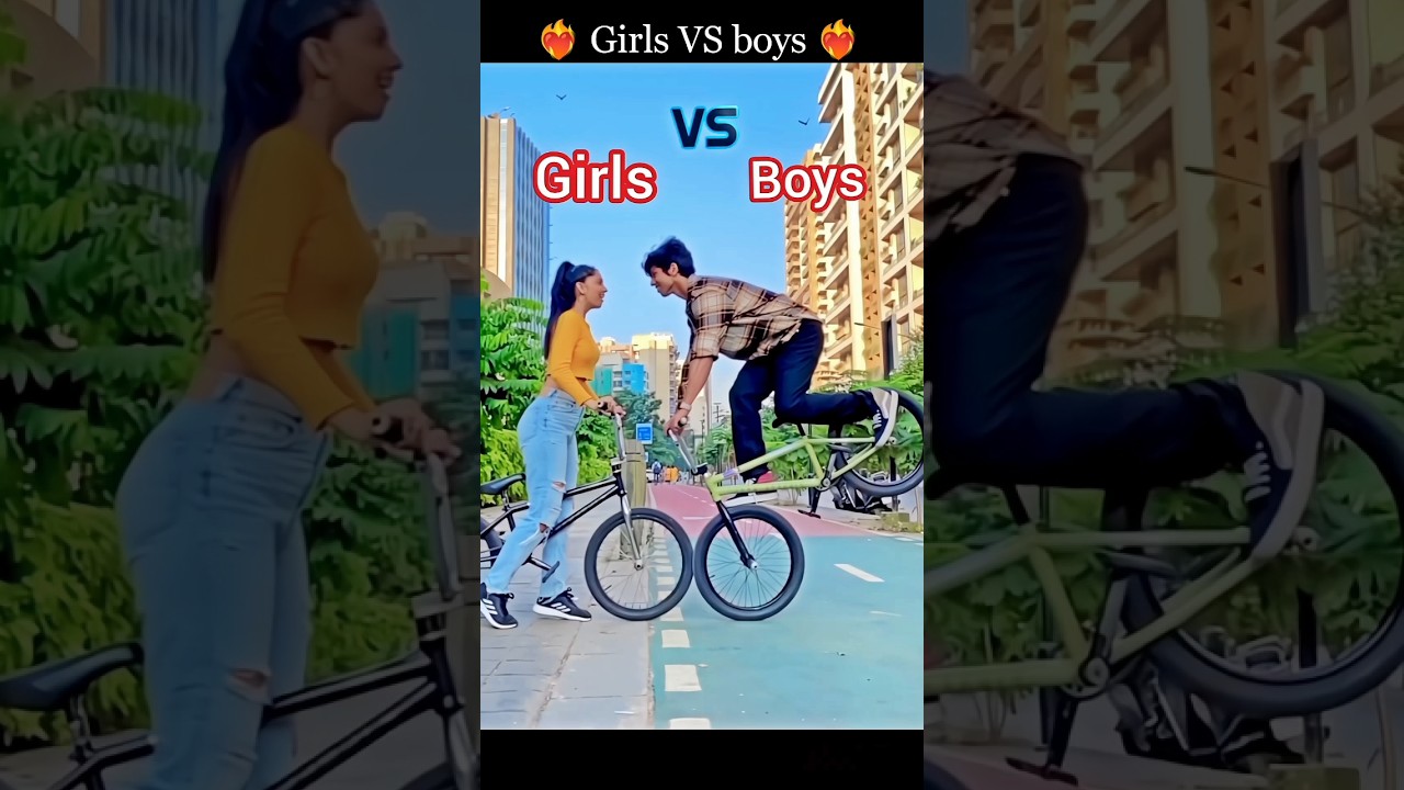 Girls VS BOYS 🇮🇳 cycle stunt [1] competition #cycle #stunt #short