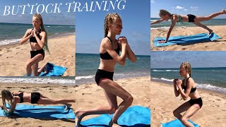 BUTTOCK TRAINING with Kira Khristenko on the beach.