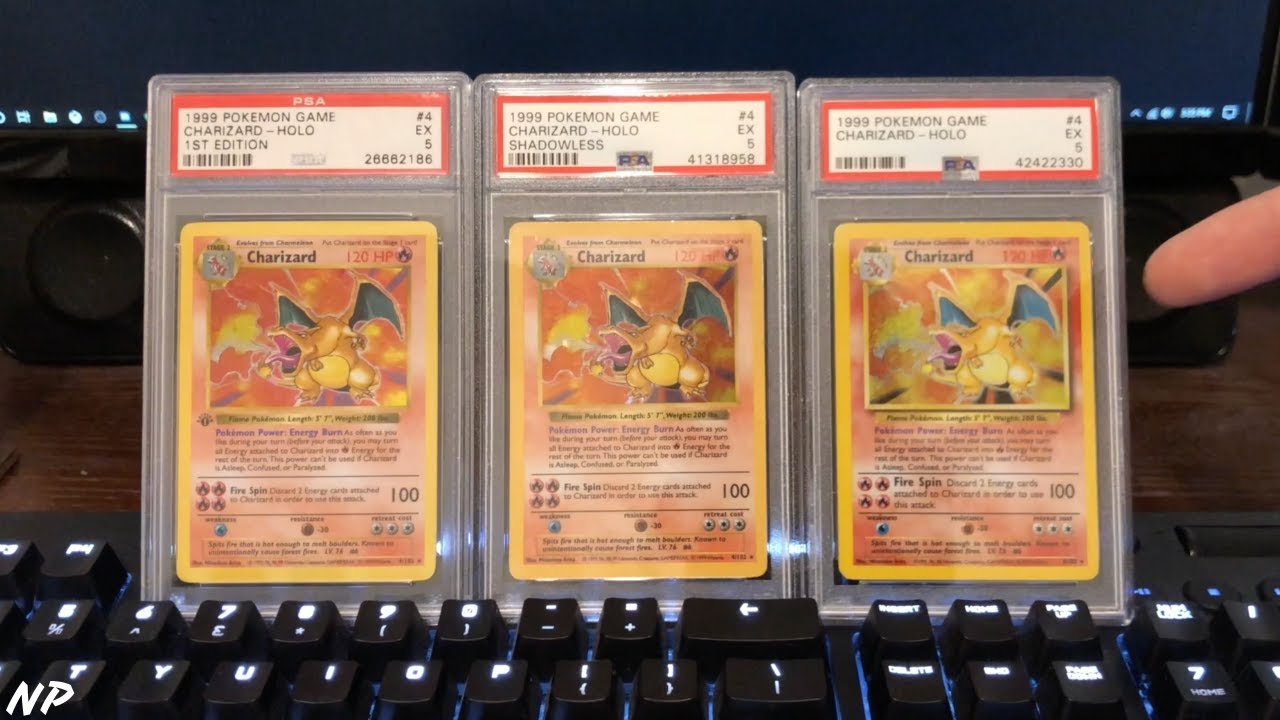 Difference In 1st Edition Shadowless Base Set Charizard Cards