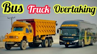 High Speed Bus Overtaking in Pakistan||Hino Bus||Yutong Bus||Raja Buses||Sargodha Road