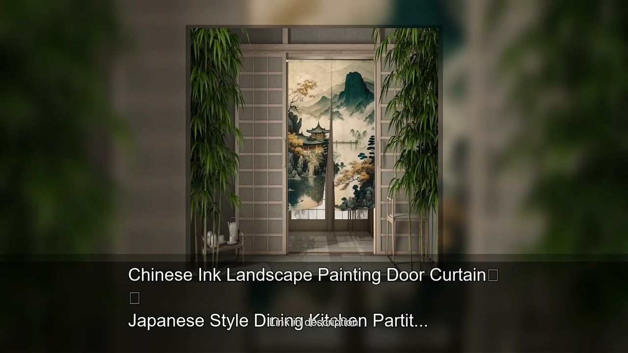 Chinese Ink Landscape Painting Door Curtain Japanese Style Dining Kitchen Partition Curtain Dra