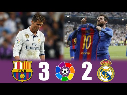 أجمل كلاسيكو ريال مدريد وبرشلونة 2 3 الدوري الاسباني 2017 وجنون فهد العتيبي 4K
