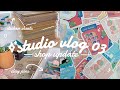 studio vlog 003 🍄 etsy shop update, packing stickers & clay pins, unboxing lots of things