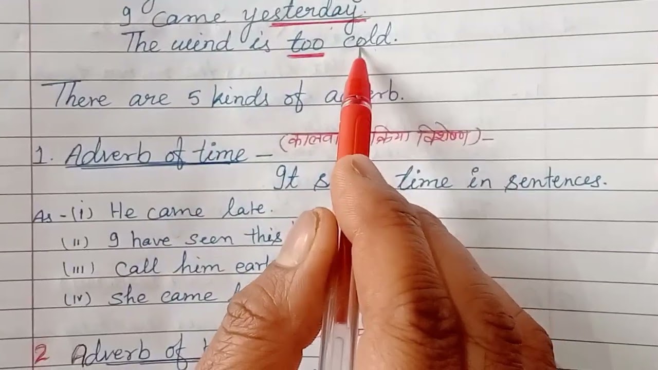 Definition and kind of Adverb with example 