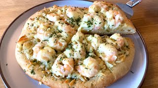 Homemade garlic shrimp pizza recipe | How to make perfect pizza dough from scratch | 蒜香大蝦披薩｜完美麵包底
