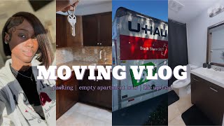 FIRST APT MOVEIN VLOG   New beginnings, empty apartment tour, cleaning, packing + unpacking , etc