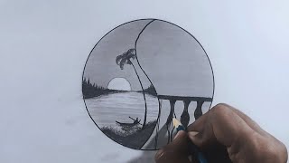 Circle drawing - Easy Circle drawing - easy Circle scenery - easy scenery drawing - easy drawing art