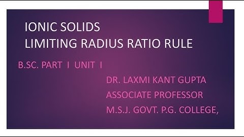 IONIC SOLIDS LIMITING RADIUS RATIO RULE PART I