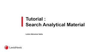 Search Analytical Materials Tutorial