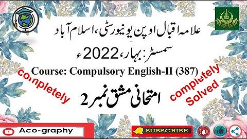 AIOU Code 387 Solved Assignment No.2 Spring 2022 || Subject: English - II (Comp) || Level: FA/I.Com