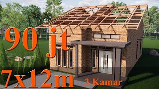 Desain Rumah Minimalis Sederhana 7x12 Meter Dengan 3 Kamar Tidur