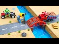 DIY Mini Tractor Science Project Builds a Brick and Concrete Bridge for Heavy Trucks After the Storm