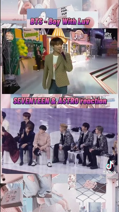 reaction seventeen dan Astro saat bts konser lagu boy with luv