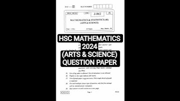 Class 12th Mathematics 2024 Question Paper #hsc #maharashtra #maths