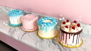 Simple Buttercream Cake Decorating | [Unedited][No Talking][No Music]