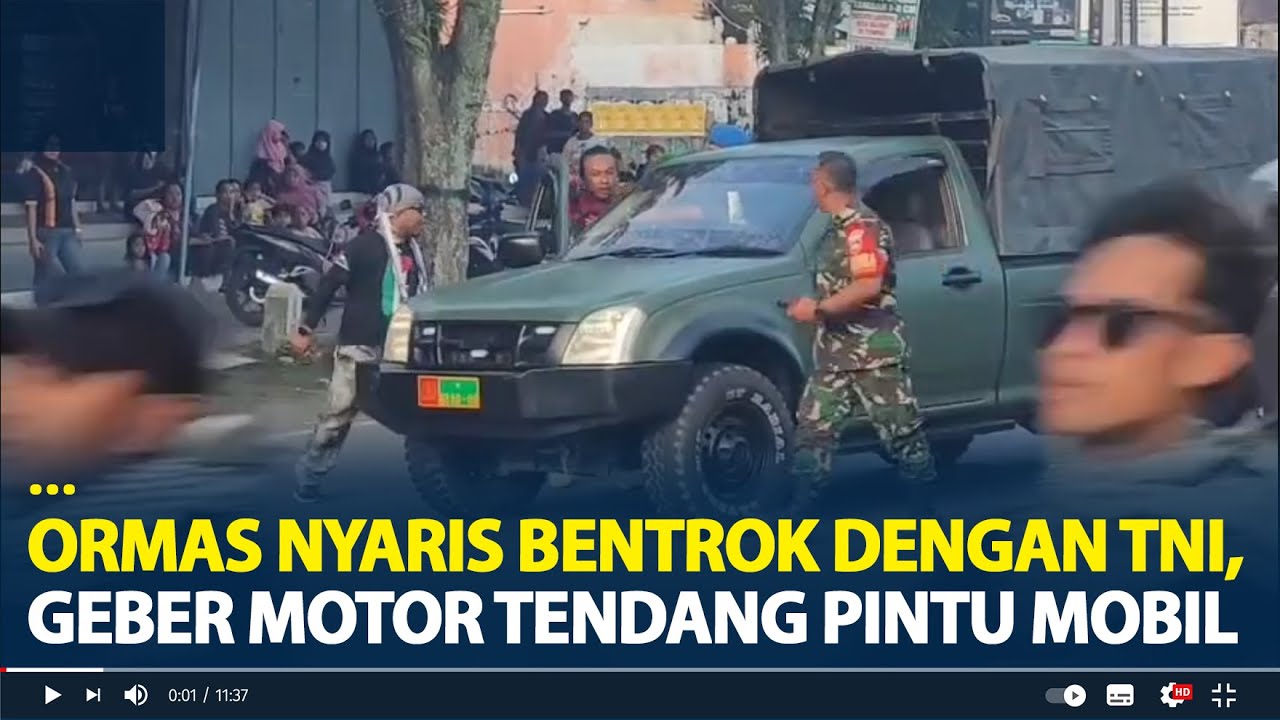 Viral Ormas Nyaris Bentrok dengan TNI, Tendang Pintu Mobil TNI Hingga Geber Motor saat Konvoi